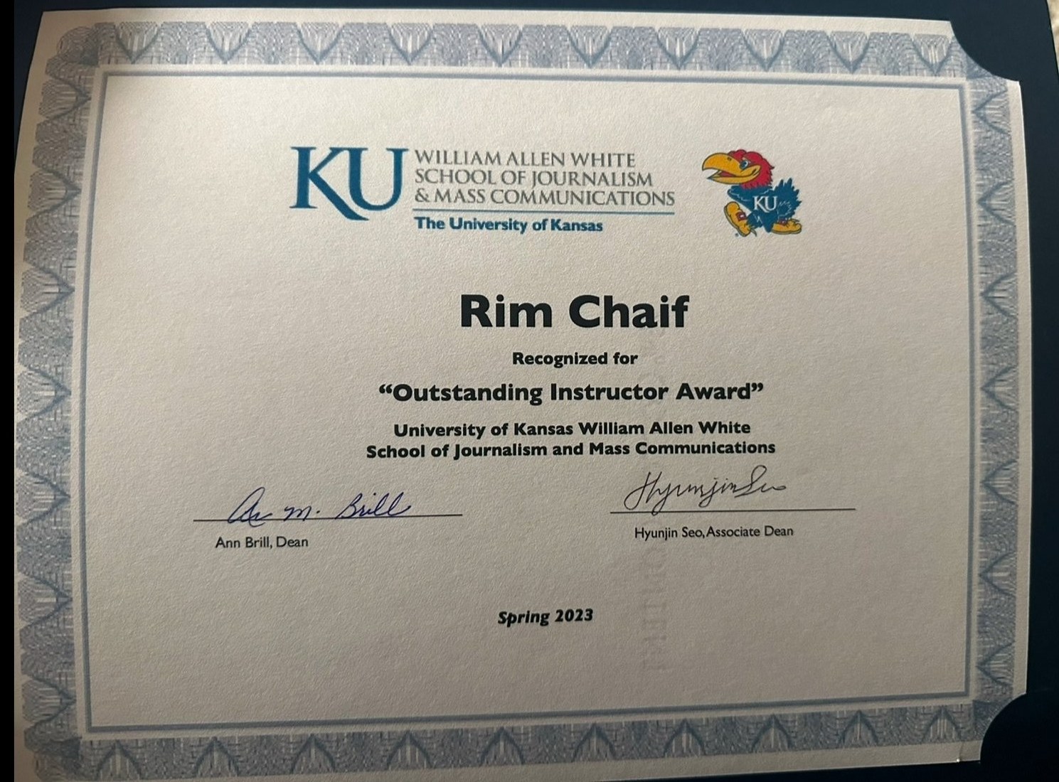 KU Outstanding Instructor