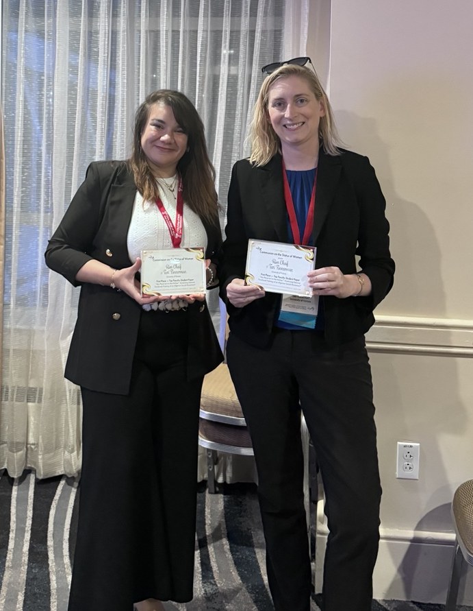 Rim Chaif and Dr. Teri Finneman receiving the First Place award