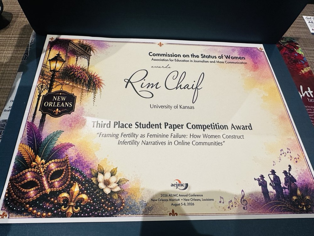 Third Place Student Paper award for Framing Fertility as Feminine Failure